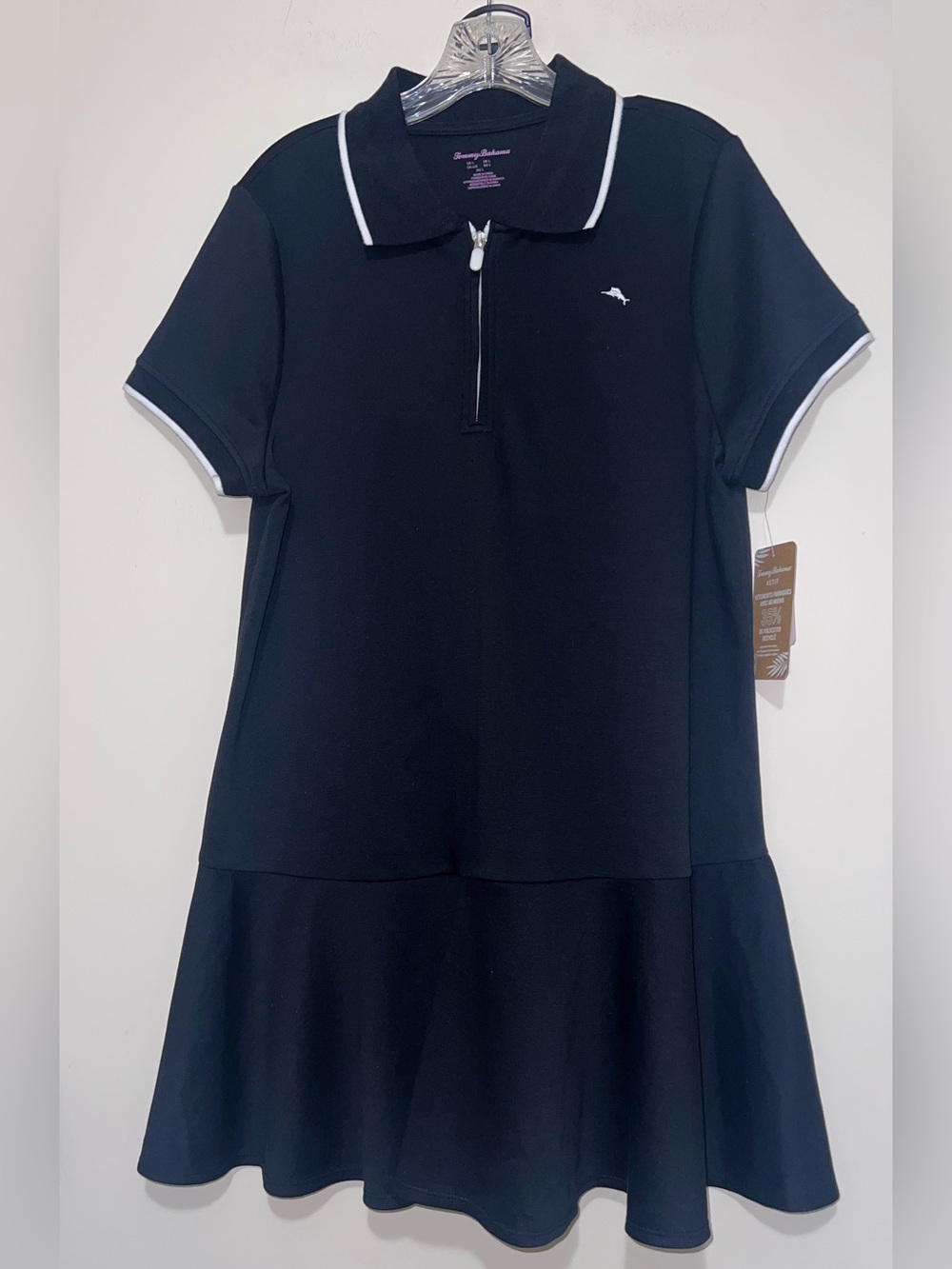 Tommy Bahama Women's Black Active Golf Tennis Dress Quarter Zip Shorts Set Sz L